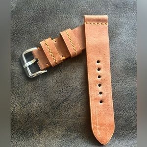 Shinola Buckle on Handmade Watch Band Strap 24mm for Runwell Guardian etc.